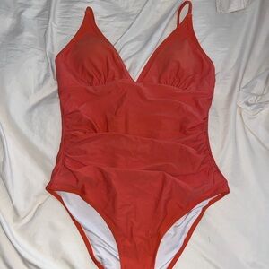 Orange one piece bathing suit
